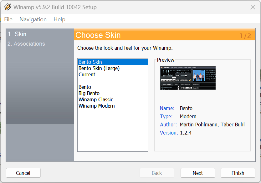 윈에이엠피(WinAMP) 첫 설정 화면