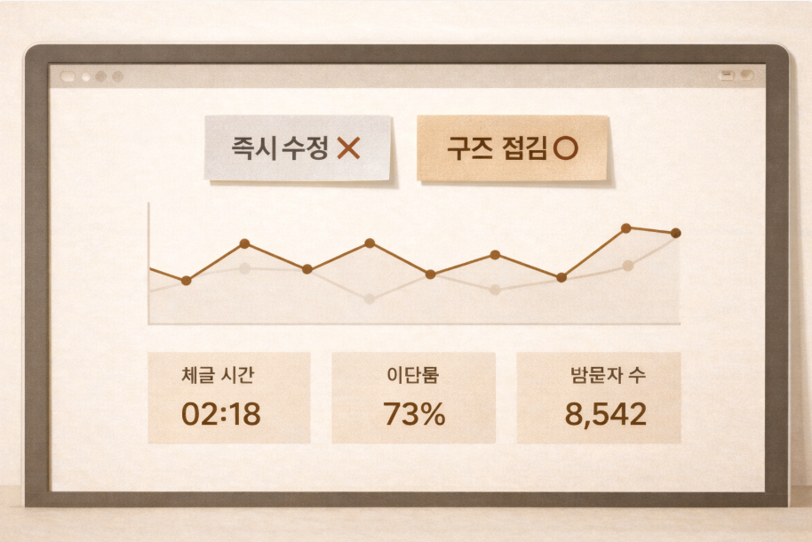 성과 수치에 반응하지 않고 구조를 점검하는 운영자 관점을 보여주는 이미지