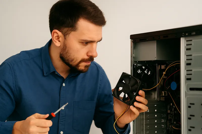 쿨링 팬 먼지를 청소하는 모습