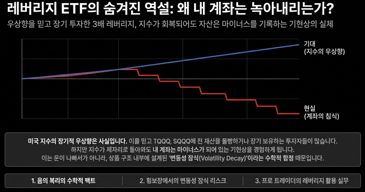 직장인 주식 투자 미국 주식 3배 레버리지 TQQQ SQQQ ETF 장기 투자 변동성 잠식 음의 복리 팩트 체크
