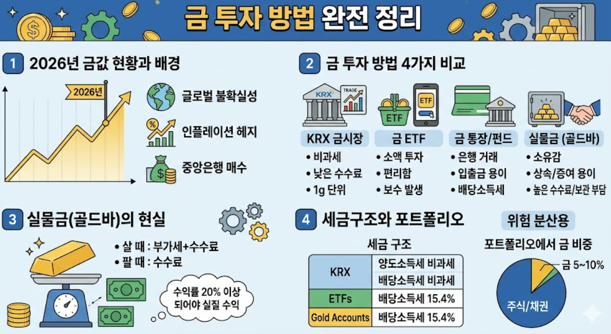 금 투자, 금값 현황, 금 투자 방법, 금값 급등, 실물금의 현실, 세금 구조, 포트폴리오 금 비중