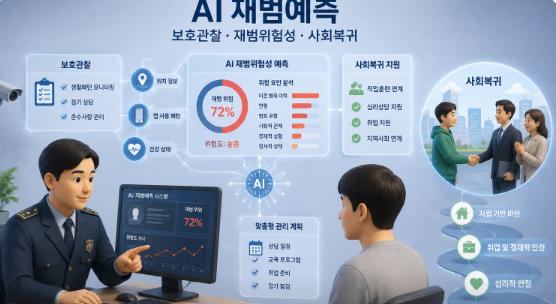 ai가 범죄자의 재범확률을 예측하는 모습