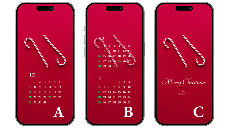 03 크리스마스 막대사탕 ABC - 2025년12월 아이폰배경화면