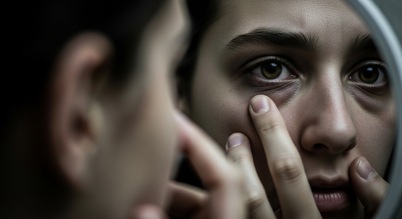 거울 보며 눈 떨림 확인