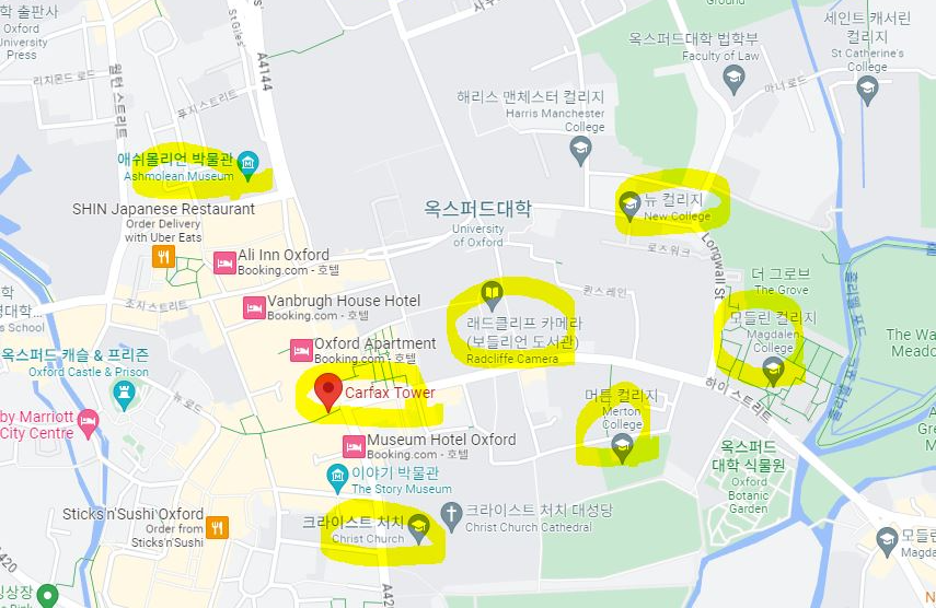 영국 옥스포드 지역 지도