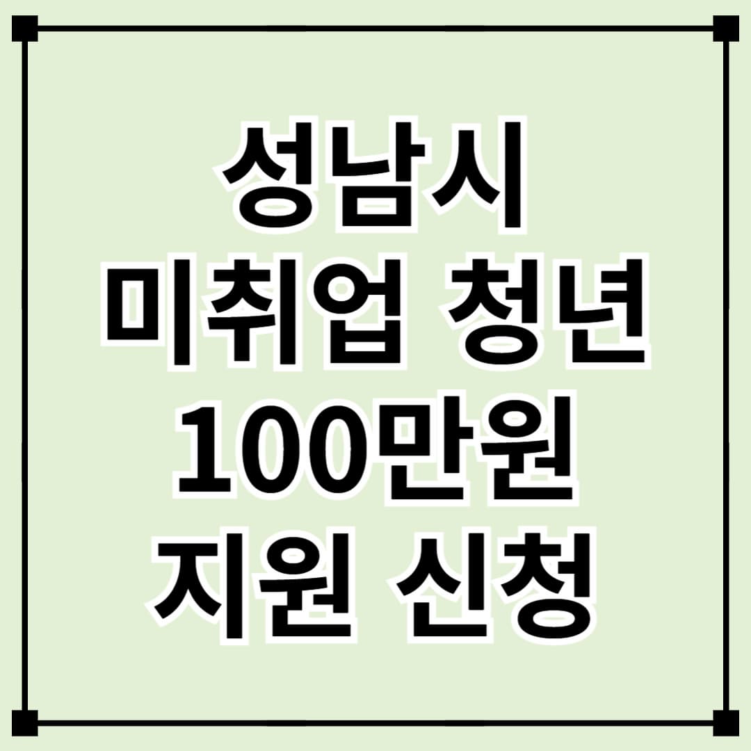 성남시 미취업 청년 100만원 지원사업 대상 및 신청 안내