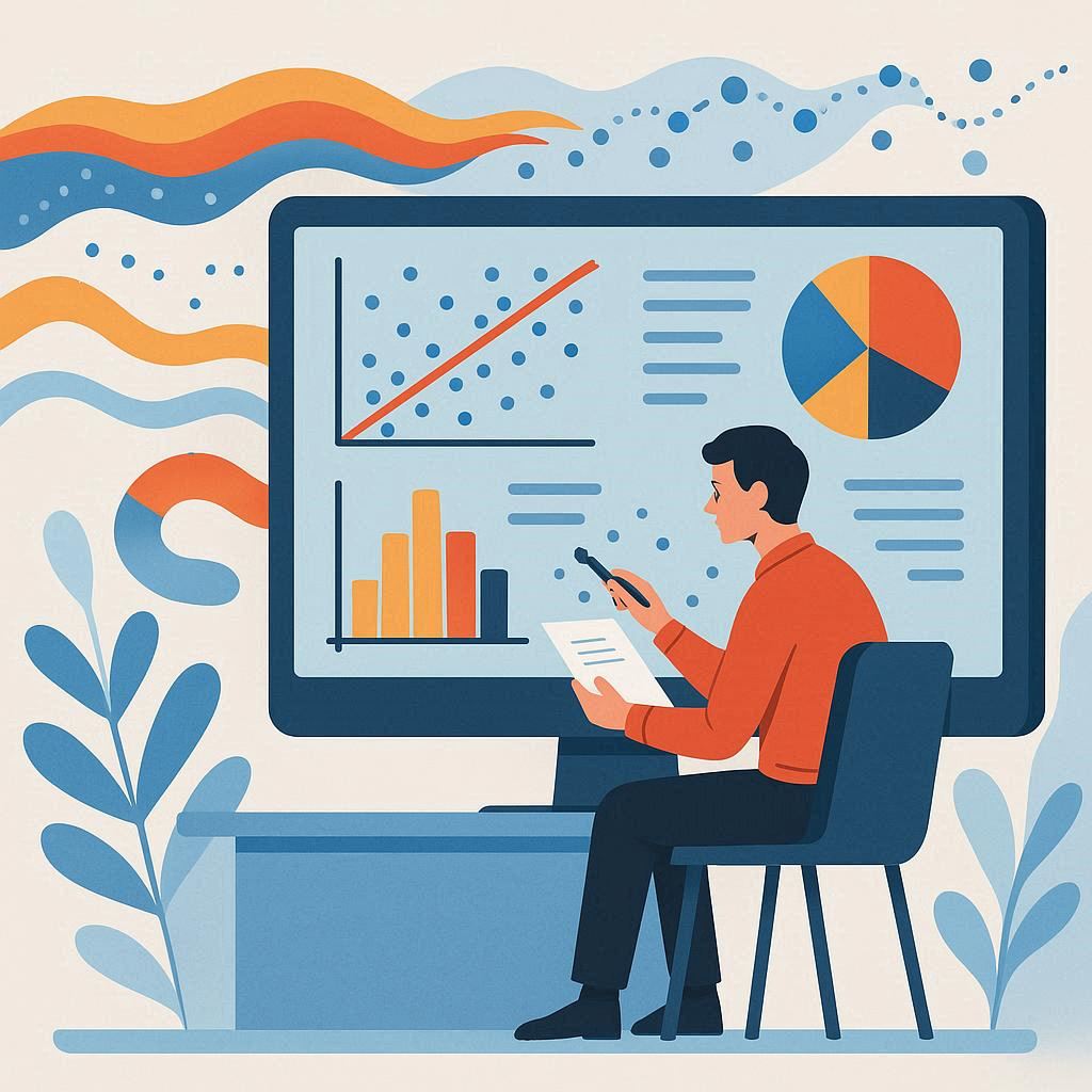 1. 분산분석 (ANOVA)

3개 이상 집단 비교의 필수 기법
F값, 사후검정, 상호작용효과

2. t-검정 (t-test)

2개 집단 비교의 기본 (독립표본/대응표본)
Cohen's d 효과크기

3. 공분산분석 (ANCOVA)

혼입변인 통제하며 집단 비교
공변인(covariate) 개념

4. 회귀분석 (Regression)

예측 및 관계 탐색
R², β 계수, 다중공선성

5. 신뢰도 (Reliability)

Cronbach's α (.70/.80/.90 기준)
내적일치도, 검사-재검사

6. 정규분포성

모수통계의 핵심 가정
Shapiro-Wilk 검정, 위반 시 비모수 전환

7. 효과크기 (Effect Size)

실제적 유의성 판단
Cohen's d: .2(소)/.5(중)/.8(대)

8. 비모수 검정

가정 위반 시 대안
Mann-Whitney U, Wilcoxon, Kruskal-Wallis

9. 카이제곱 검정 (Chi-square)

범주형 변인의 관련성
독립성 검정, 적합도 검정

10. 요인분석 (Factor Analysis)

척도 개발 및 타당도 검증
EFA, CFA, KMO값, 요인적재량