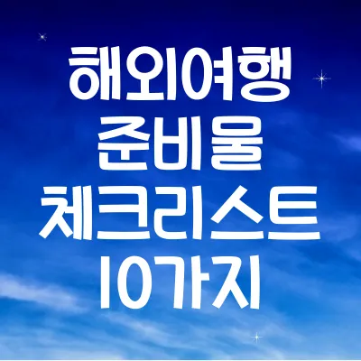 해외여행 준비물 체크리스트