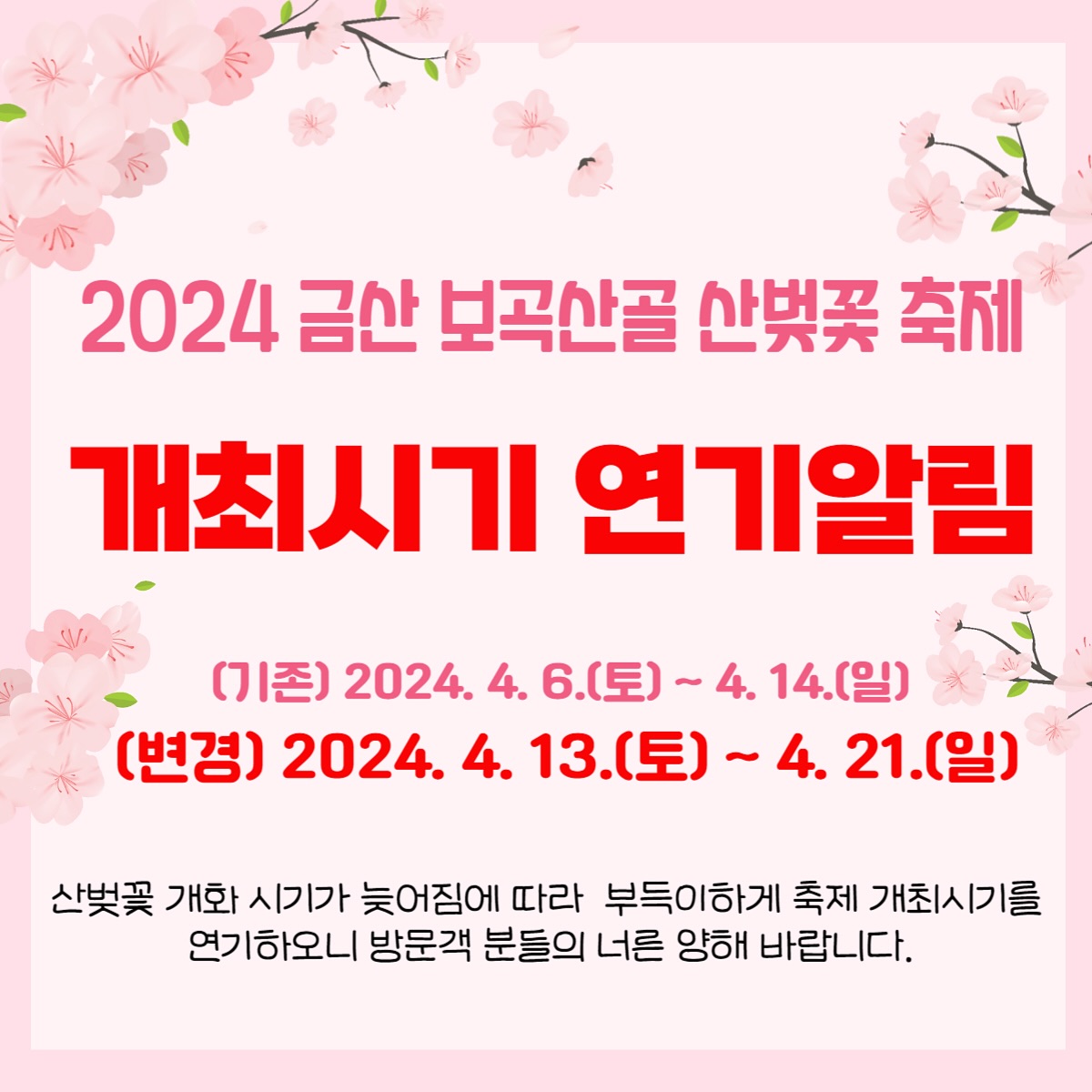 2024 금산 보곡산골 산벚꽃축제 기본정보와 프로그램 소개