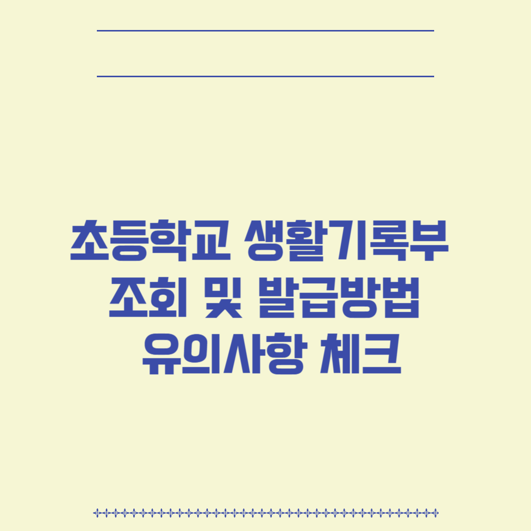 초등학교 생활기록부 조회 및 발급 방법과 유의사항
