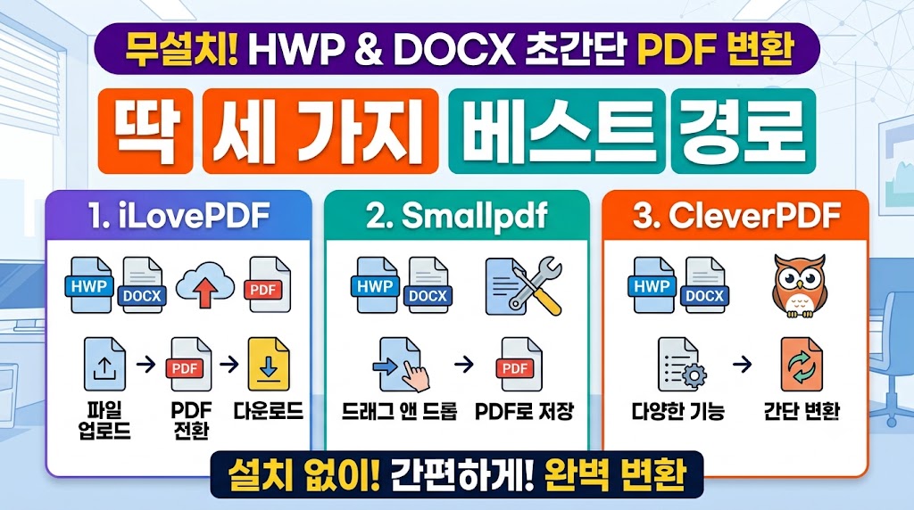 프로그램 설치 없이 한글 및 워드 문서를 PDF로 즉시 변환하는 방법