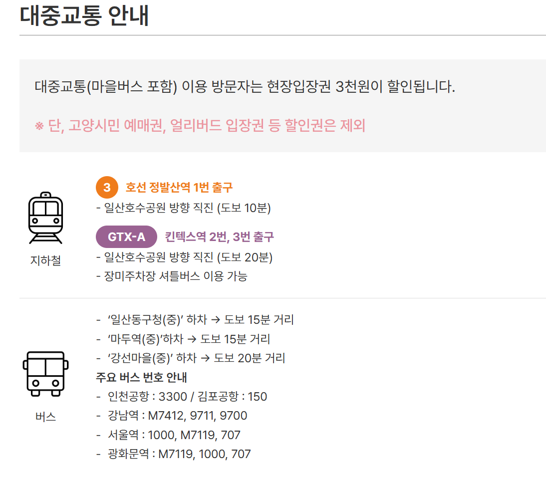 2026 고양국제 꽃박람회 대중교통 안내표