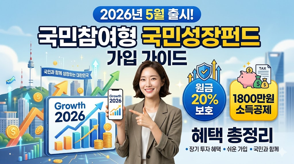 국민성장펀드 가입 가이드: 원금 20% 보호와 1800만원 소득공제 혜택 총정리(국민참여형 2026년 5월 출시!)