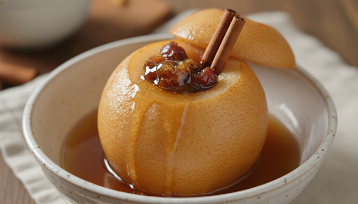 기관지 건강에 좋은 달콤하고 따뜻한 꿀배숙