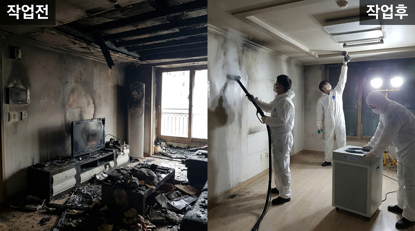 정읍시 화재청소 전문 작업전 작업후 모습