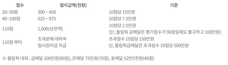 연금 점수에 따른 월 지급금액