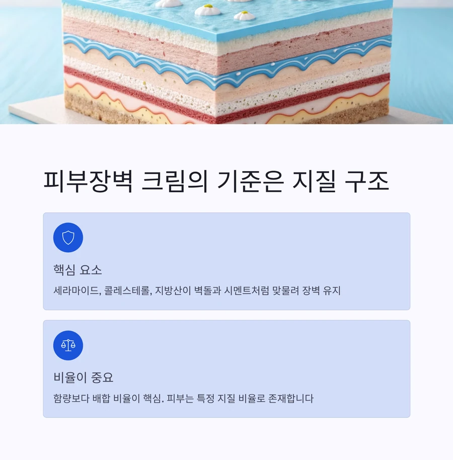 피부장벽 크림의 기준은 지질 구조 단면 보호층 설명