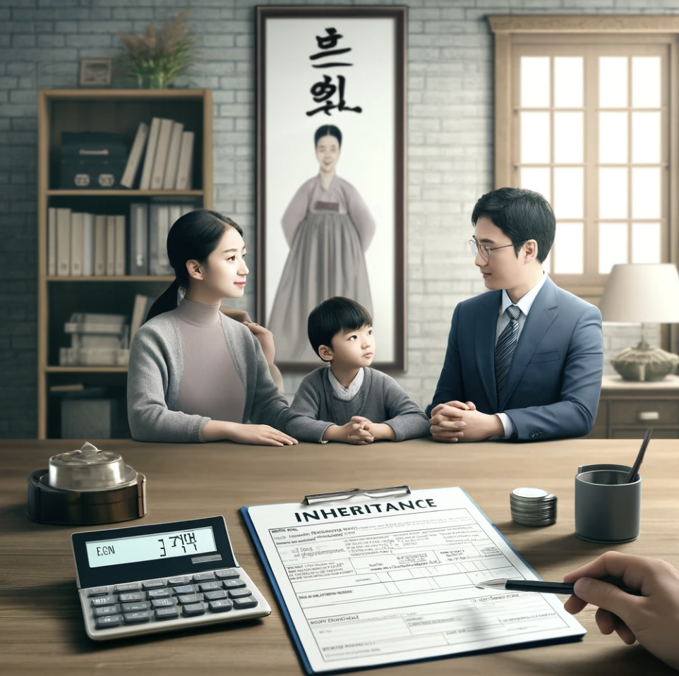 가족이 세무 전문가와 상속세 절차를 논의하는 모습