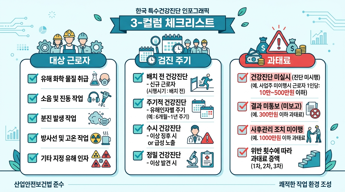 특수건강진단 유해인자별 주기 및 실무 체크리스트