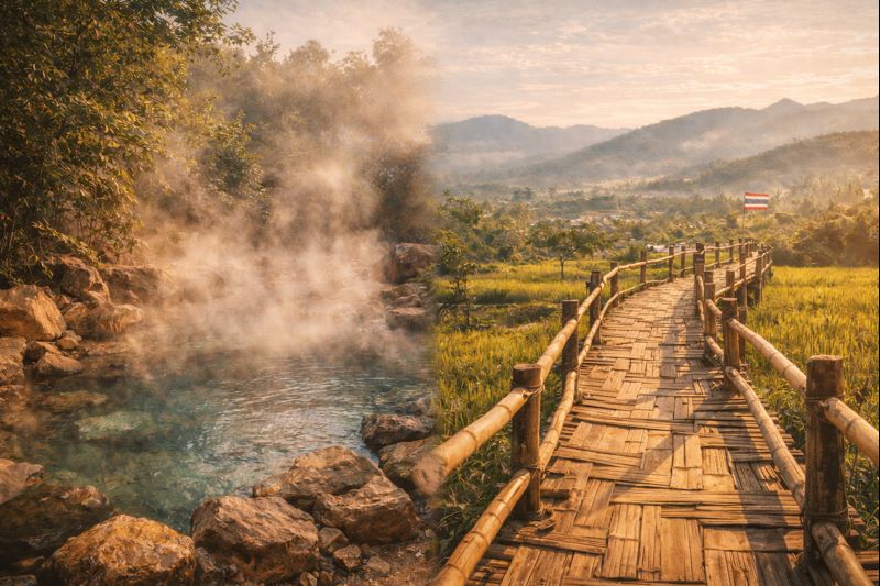 파이 온천 & 대나무 다리 (Pam Bok Hot Spring / Boon Ko Ku So Bridge)