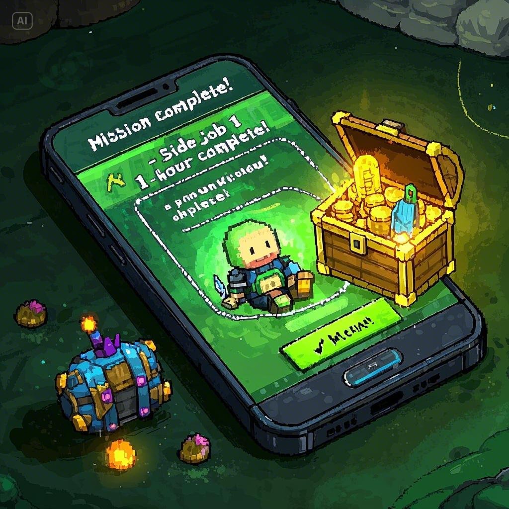 스마트폰 화면에 Habitica 생산성 앱이 실행된 모습 사진