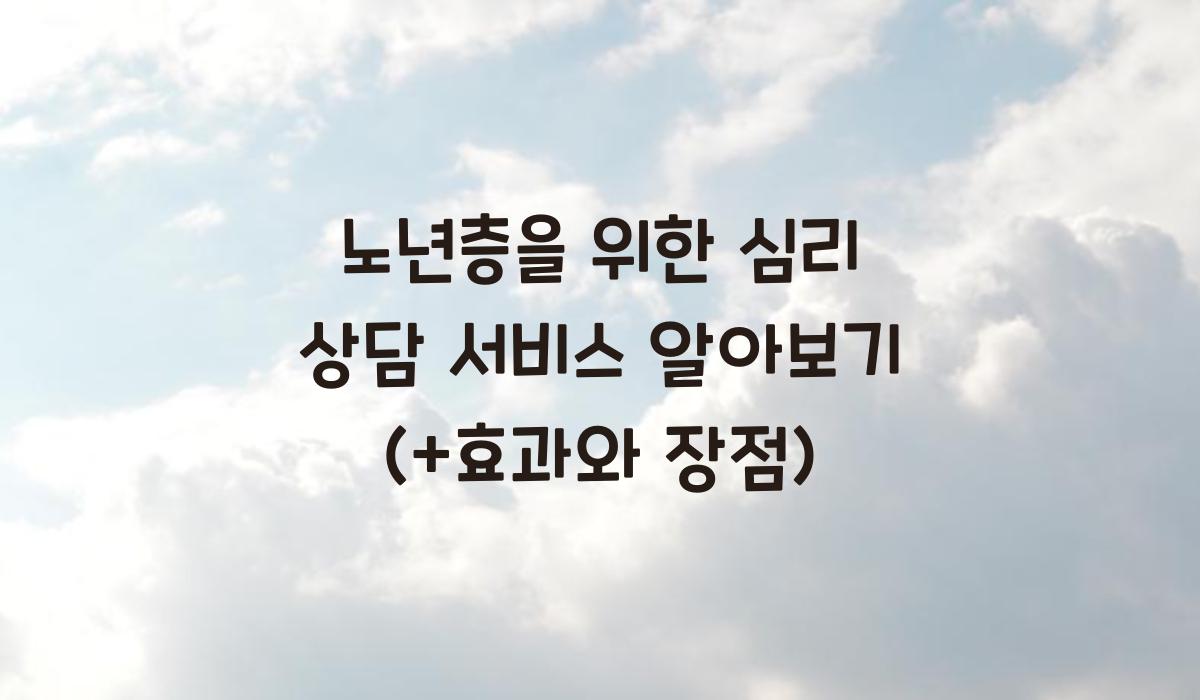 노년층을 위한 심리 상담 서비스