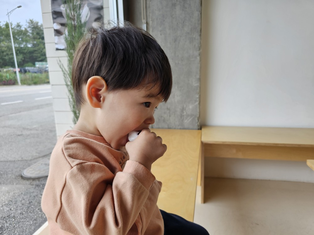 휘낭시에 먹는 모습