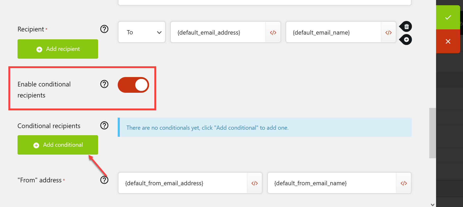 워드프레스 문의폼 Quform 선택 필드 옵션에 따라 다른 수신자에게 메일 전송하기