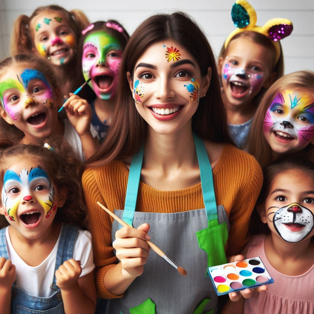 페이스페인팅 선생님과 아이들
