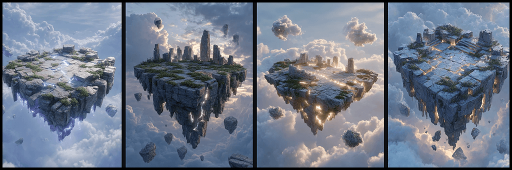 floating island 세계관 실험 생성 이미지_ Midjourney