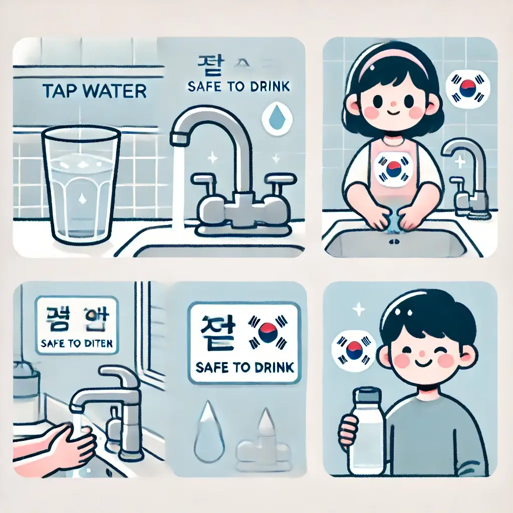 수돗물을 일상생활에 활용하는 사진