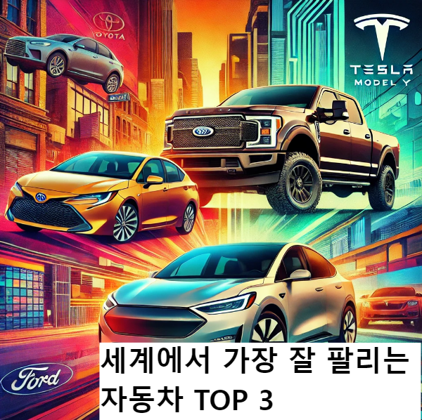 도요타, 포드, 테슬라 자동차 이미지