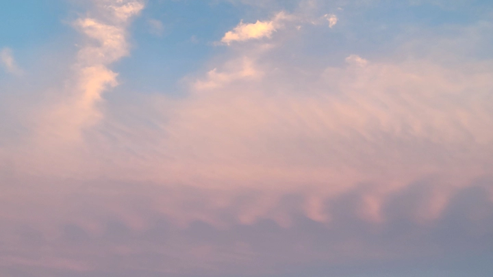 중랑천, 한강, 서울숲이 한눈에 보이는 응봉동의 멋진 뷰. 저녁노을 클라스_파란 하늘과 분홍색 저녁노을의 조화