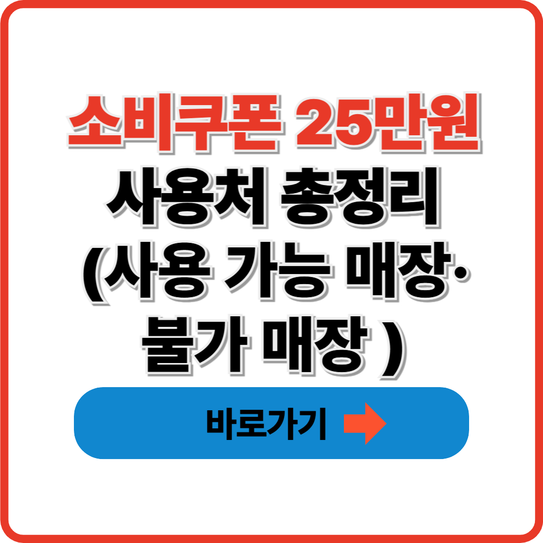 소비쿠폰 25만원 사용처 총정리｜사용 가능 매장·불가 매장 한눈에 보기
