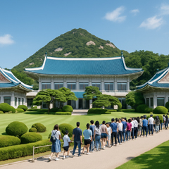 청와대 관람위해 줄서있는 관람객 모습