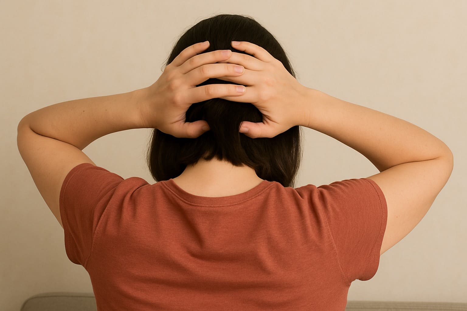 눈피로로 인해 두통&amp;#44; 어지러움을 겪는 이미지