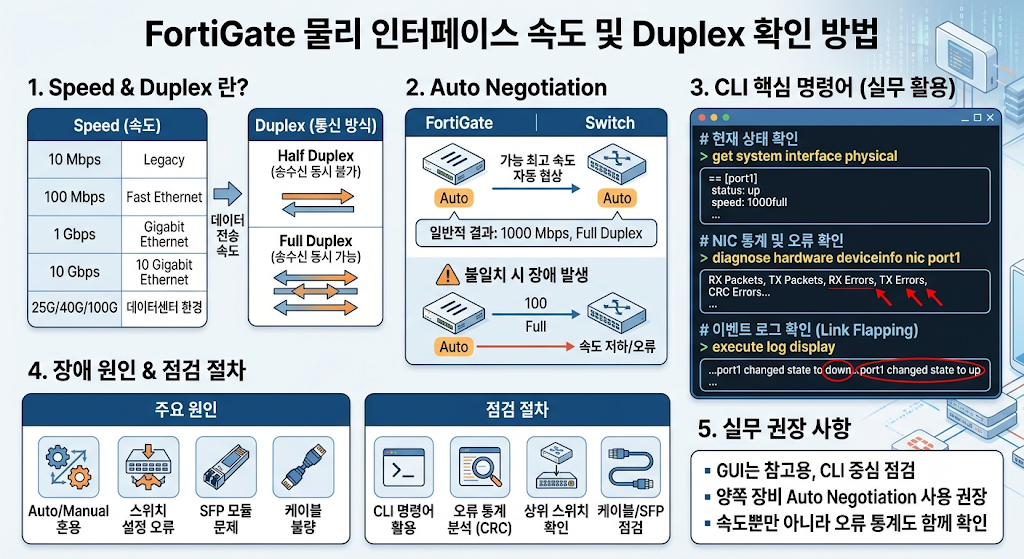 FortiGate Physical Interface 속도 및 Duplex 확인 방법