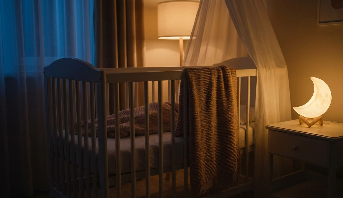 아늑하고 평온한 밤 분위기의 아기방