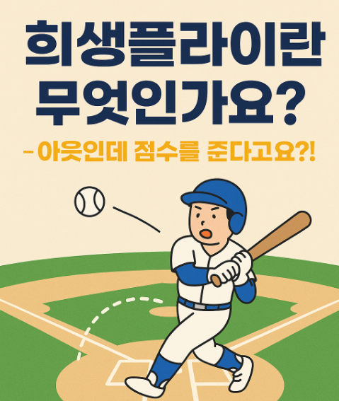 희생플라이 상황을 설명하는 일러스트 이미지