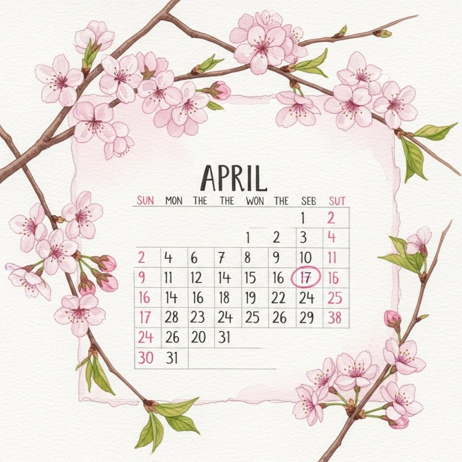 벚꽃 가지와 함께 있는 축제 일정 이미지