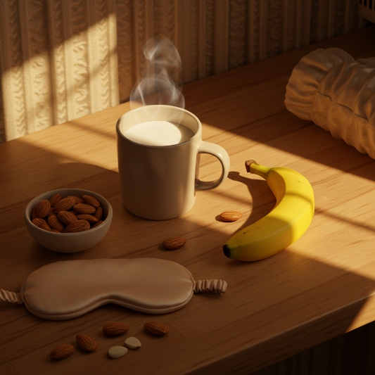 견과류 바나나 따뜻한 우유 이미지