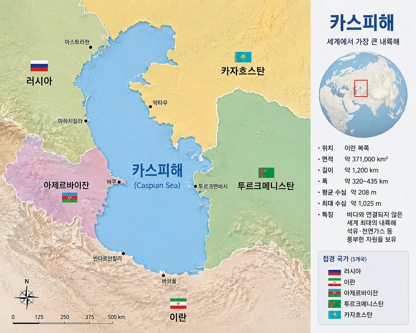 카스피해 지도