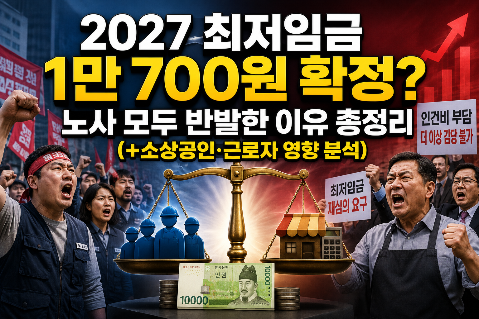 2027 최저임금 1만 700원 확정? 노사 모두 반발한 이유 총정리 (+소상공인&middot;근로자 영향 분석) 관련 사진