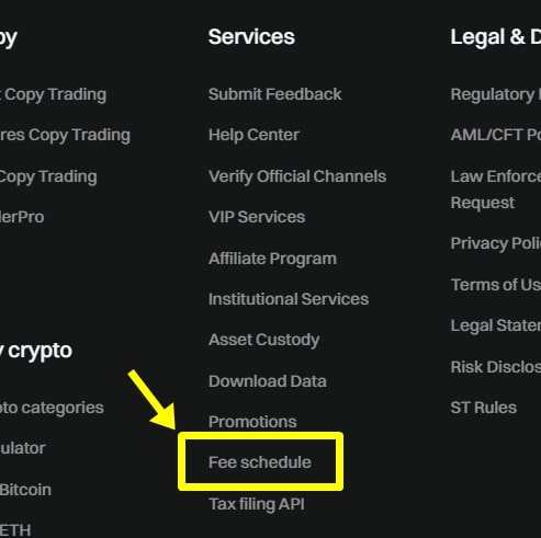 Service 메뉴 중 수수료 버튼을 가리키고 있다.