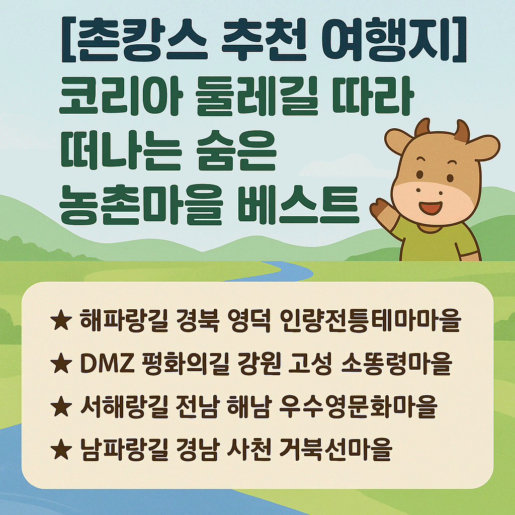 [촌캉스 추천 여행지] 코리아 둘레길 따라 떠나는 숨은 농촌 마을 베스트 4