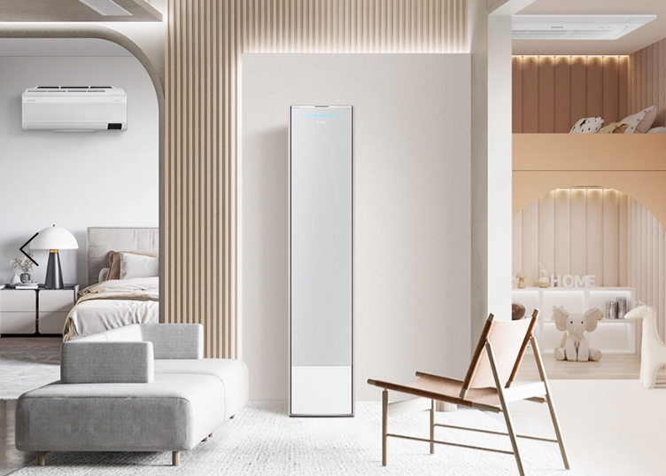 실외기 1대로 3대의 에어컨을 연결할 수 있다. 사진은 연결된 벽걸이, 스탠드, 시스템에어컨