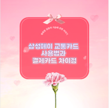 삼성페이 교통카드 사용법과 결제카드 차이점