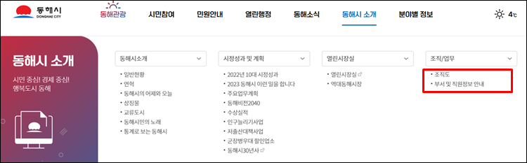 동해시청-홈페이지