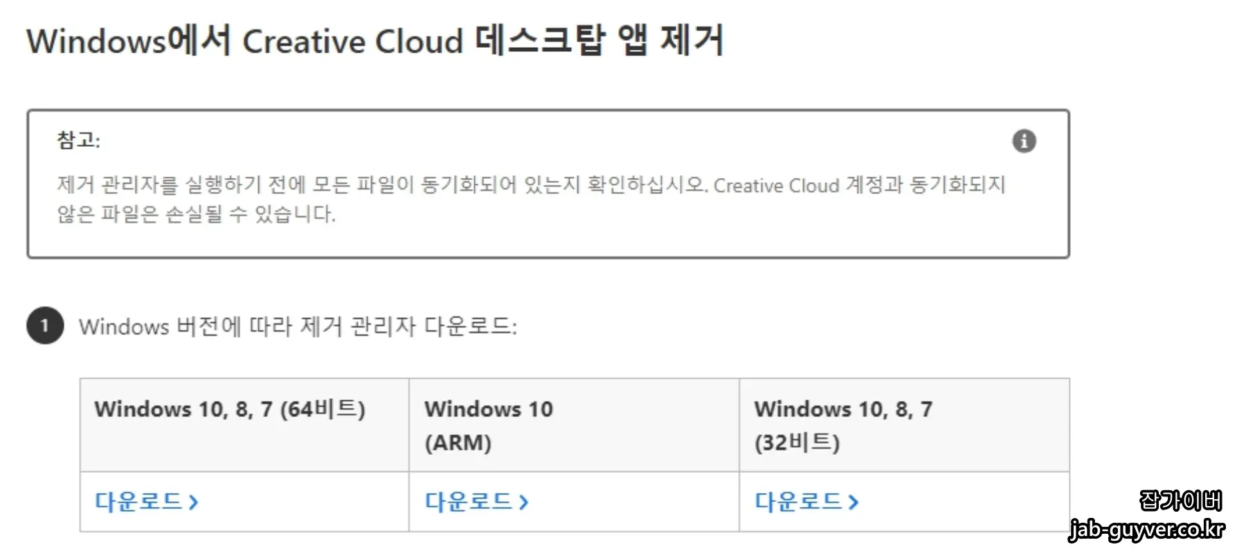 Adobe Creative Cloud 데스크탑 앱 제거 도구