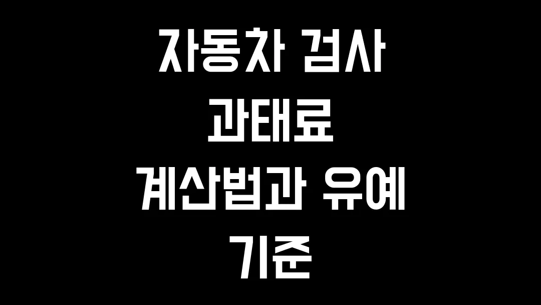 자동차 검사 과태료 계산법과 유예 기준